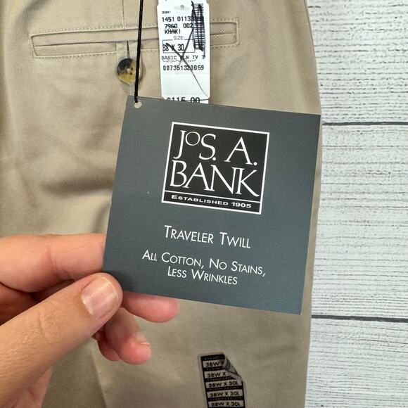 Jos A Bank Men's Khaki Traveler's Collection Twill Cotton Dress Pants Size 38x30 - Picture 9 of 10